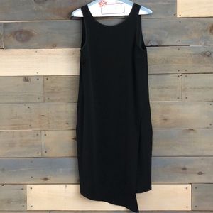 DEREK LAM 10 Crosby Silk Blend Black Shift Asymmetric Dress